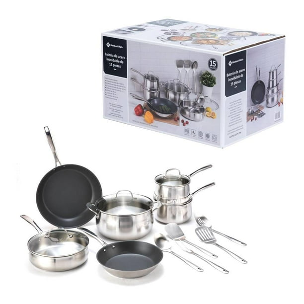 Batería de Acero Inoxidable Member's Mark con 15 pzas