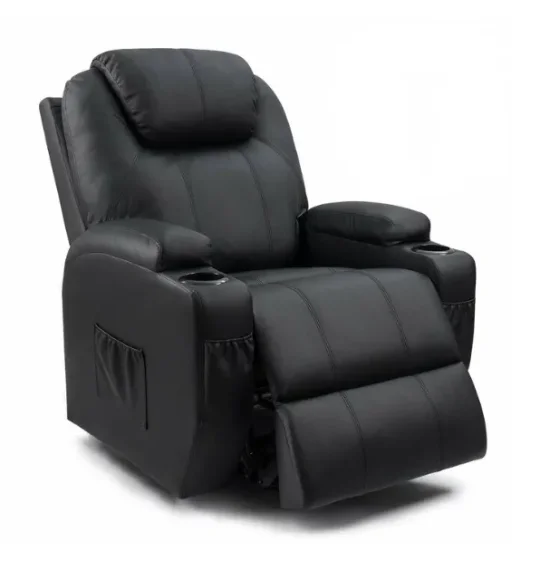 Silla reclinable de piel sintética con función de masaje y calefacción-taza