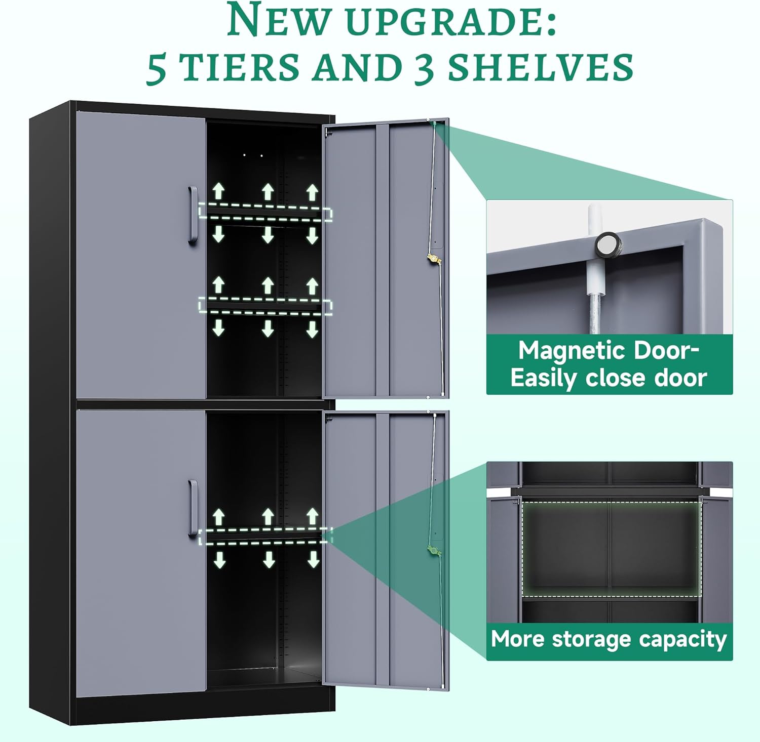 Letaya - Armarios de almacenamiento de metal, 72 pulgadas, clóset de acero con puerta de bloqueo para oficina, hogar, escuela, gimnasio, departamento de bomberos, hotel (color de grano de madera)