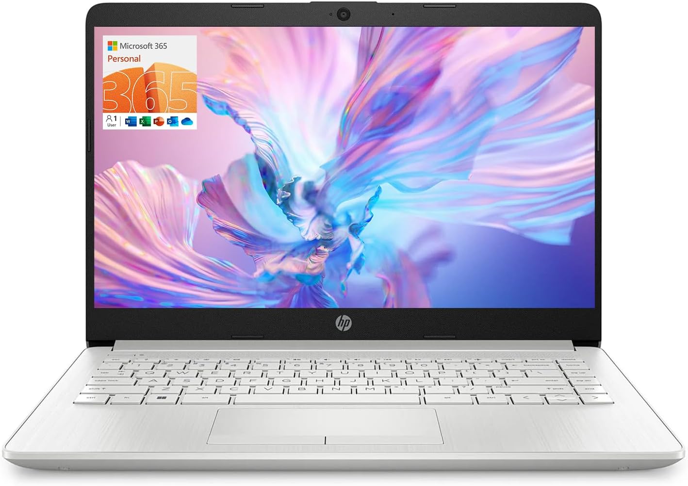 HP - Laptop (incluye 1 año Microsoft 365), pantalla HD de 14 pulgadas, 16 GB de RAM, 64 GB eMMC, Intel Quad-Core N4120, estudiantes y negocios, cámara web, HDMI, Wi-Fi, RJ-45, Windows 11 Home, rosa