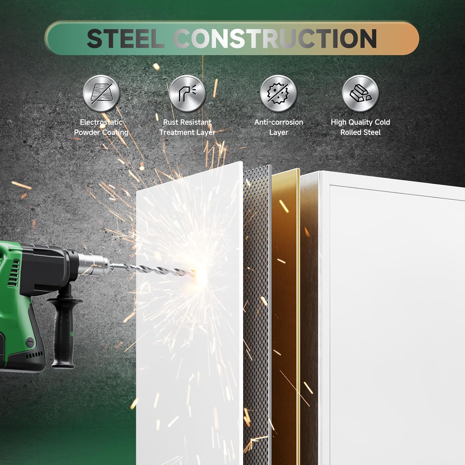 Letaya - Armarios de almacenamiento de metal, 72 pulgadas, clóset de acero con puerta de bloqueo para oficina, hogar, escuela, gimnasio, departamento de bomberos, hotel (color de grano de madera)