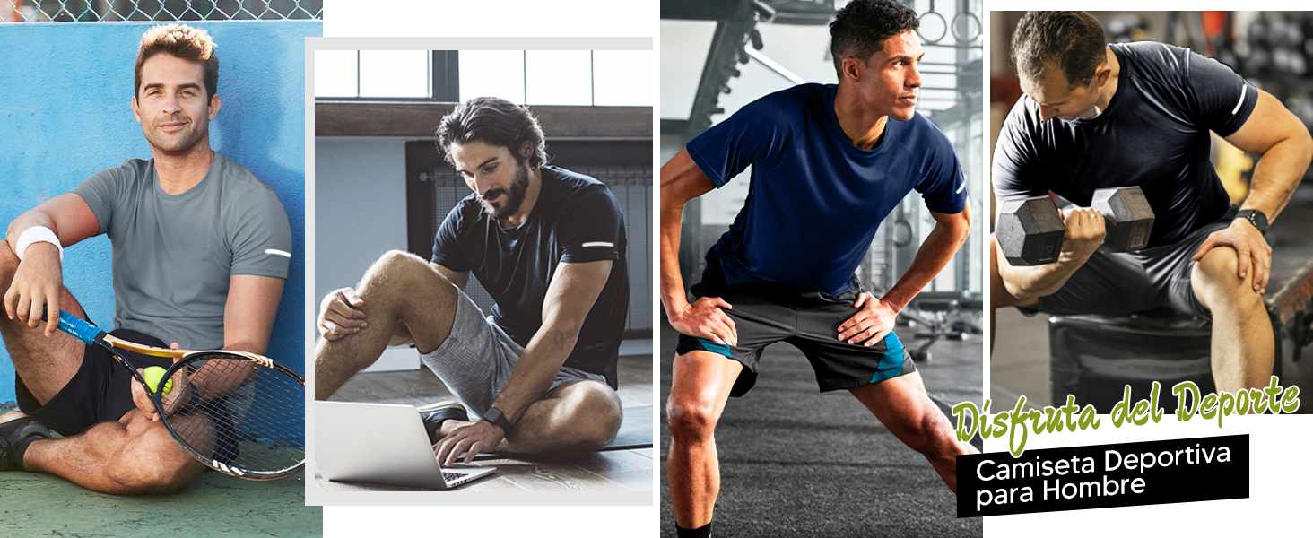 VIOPY Camiseta Deportiva de Manga Corta para Hombre