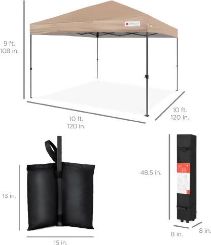 Best Choice Products - Toldo de armado fácil de 1 persona con un botón, tienda portátil e instantánea, funda, 3 x 3 metros, 4 bolsas de peso, color azul