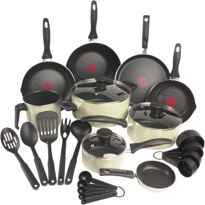 T-fal Batería de Cocina Supercook de 26 piezas Color Rojo con Antiadherente Titanium, tecnología Thermo Señal, de fácil limpieza y base difusora para crear deliciosas recetas, B929SZ84