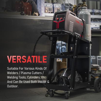 YESWELDER Carro de soldadura con 4 cajones para soldador MIG TIG y cortador de plasma, resistente y de gran capacidad de almacenamiento 360°