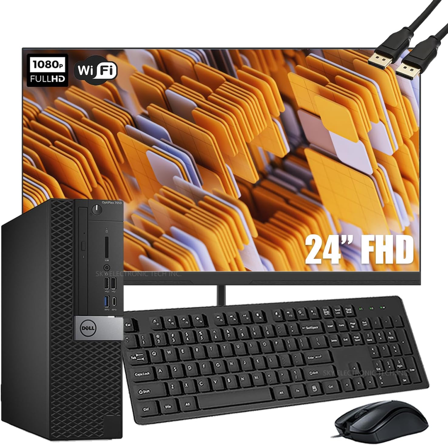 Dell OptiPlex 7050 SFF Computadora de computadora con Monitor Full HD de 24 Pulgadas, Juego de PC de 6ª generación Quad Core i7-6700, 16 GB de RAM, 512 GB SSD, Teclado y Mouse, WiFi, Windows 10 Pro