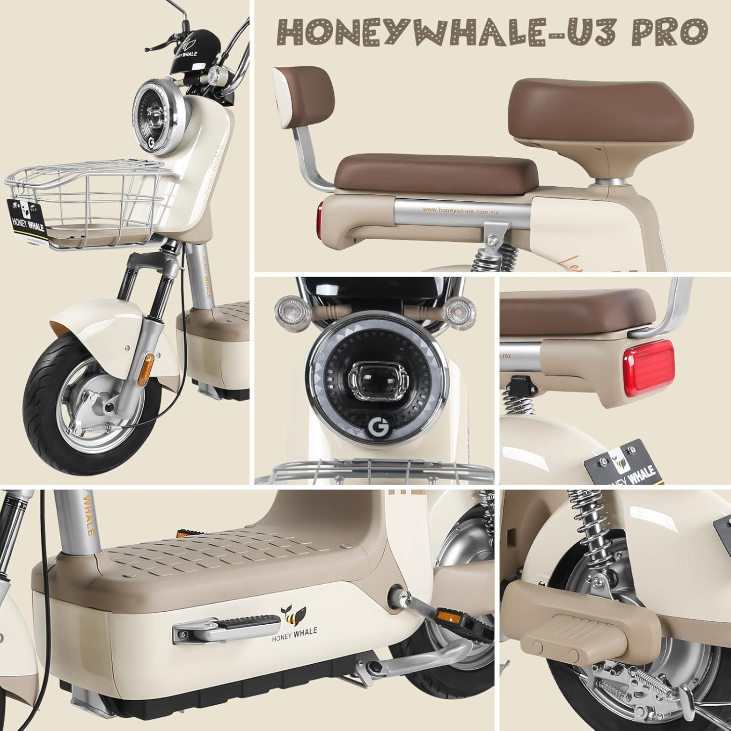 HONEYWHALE U3 PRO Bicicleta Electrica para Adultos, Moto Electrica con Alarma, Potencia Motor 650W-Max, Velocidad 31KM/H-Max, Autonomia 60KM, Bateria 20AH de Gran Capacidad