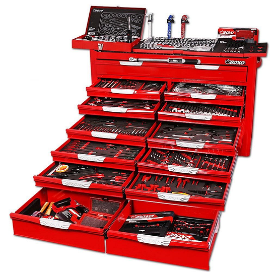 Caja de herramientas con gabinete de rodillos de cuerpo ancho con cajones