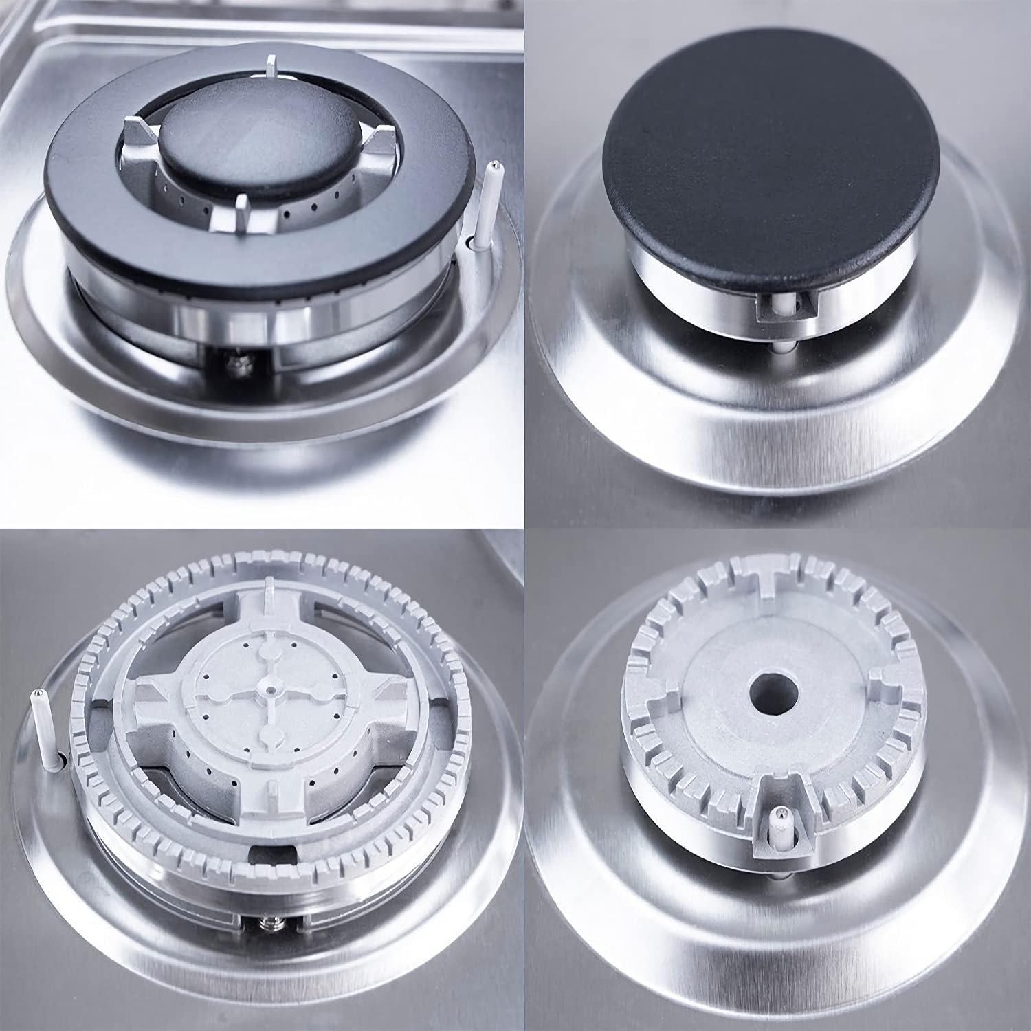 Just Home - Gutstark Parrilla de Gas Empotrable (Natural o LP) Parrilla 4 Quemadores Acero Inoxidable Parrilla para Cocina Encendido Electronico Medidas (59x45x9cm) Estufa Empotrable 4 Quemadores