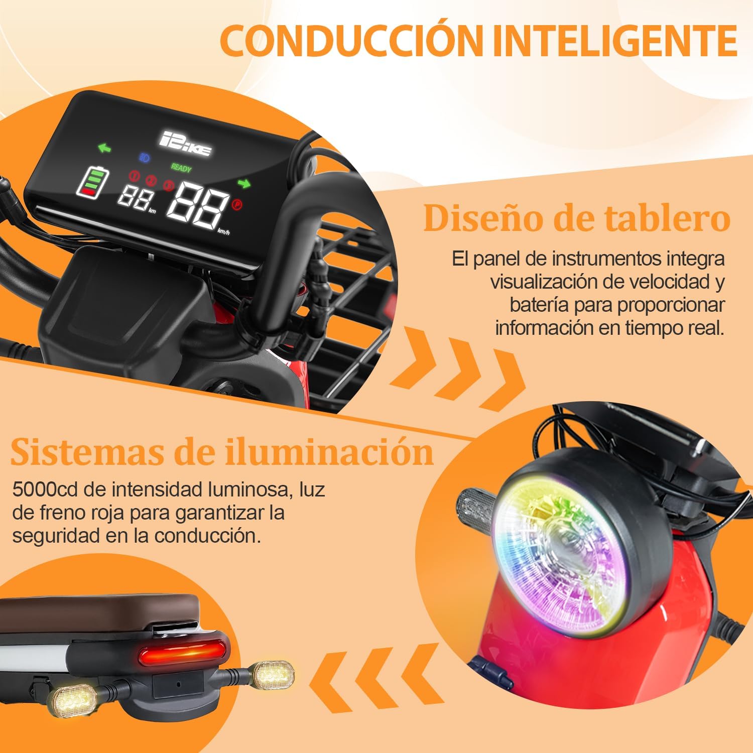 Bicicleta Electrica Moto Electrica Velocidad Máxima 35KM/H,Autonomía 40-45KM,Baterías de Gran Capacidad de 20AH con Alarma