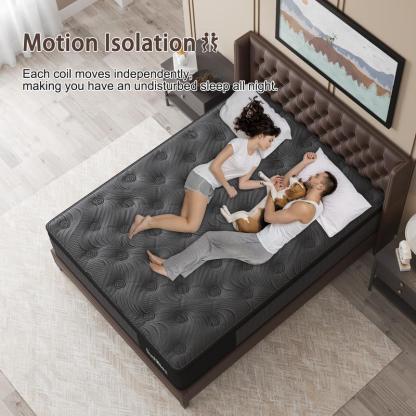 Colchón de 10", 12" y 14" tamaño individual, matrimonial, queen y king size en caja, híbrido de resortes y espuma viscoelástica, firmeza media, ergonómico.