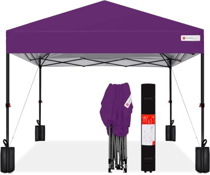 Best Choice Products - Toldo de armado fácil de 1 persona con un botón, tienda portátil e instantánea, funda, 3 x 3 metros, 4 bolsas de peso, color azul