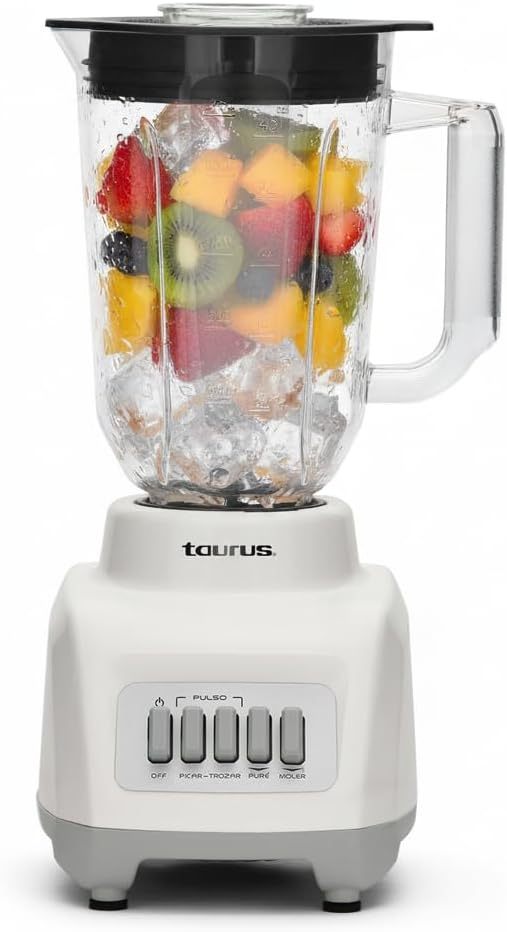 Licuadora Rosa Taurus Haley Ribbon, Potente 500W, ideal para smoothies y jugos, jarra de plástico de 1.65 L, compacta y Moderna