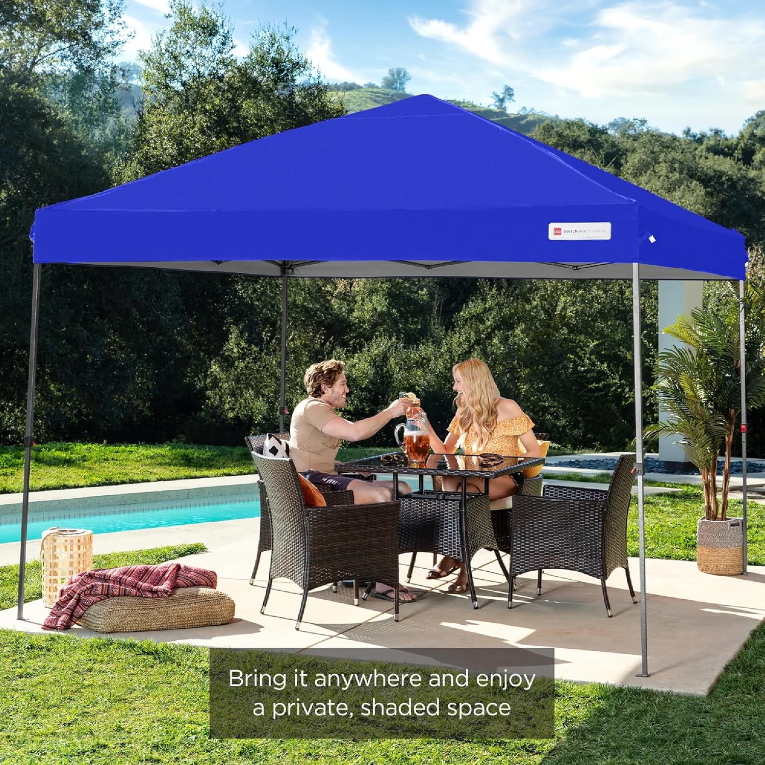 Best Choice Products - Toldo de armado fácil de 1 persona con un botón, tienda portátil e instantánea, funda, 3 x 3 metros, 4 bolsas de peso, color azul