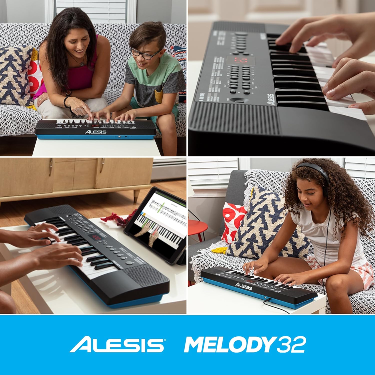 Alesis Melody 61 - Piano eléctrico con 61 teclas, Teclado Musical con altavoces, audífonos, micrófono, soporte para piano, atril y taburete