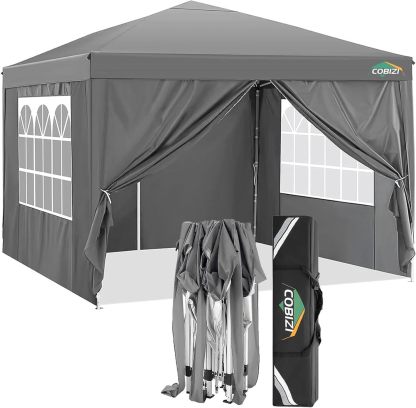 COBIZI - Toldo desplegable de 10 x 10 Pulgadas con Paredes Laterales, Tienda de campaña Resistente con toldo extraíble para Exteriores, Ideal para Bodas, para Todas Las Estaciones, Resistente al
