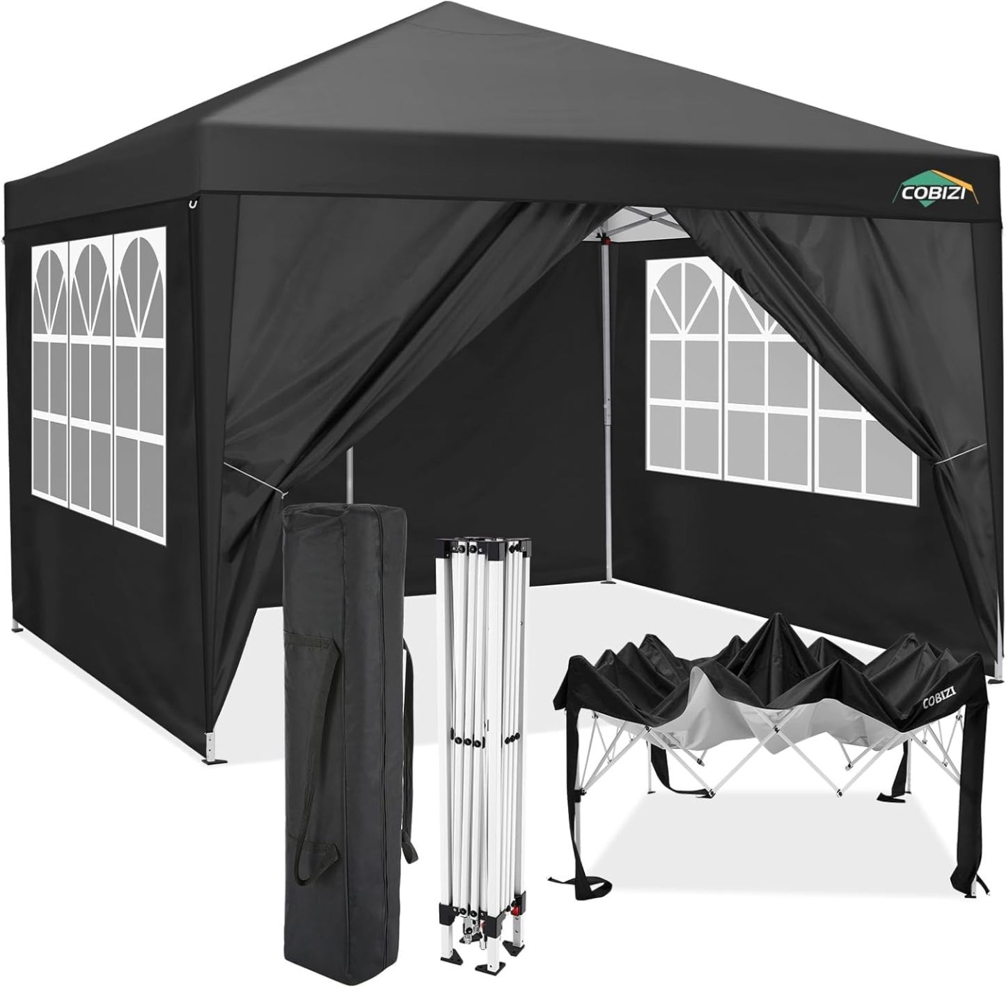 COBIZI - Toldo desplegable de 10 x 10 Pulgadas con Paredes Laterales, Tienda de campaña Resistente con toldo extraíble para Exteriores, Ideal para Bodas, para Todas Las Estaciones, Resistente al