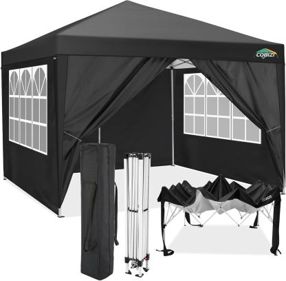 COBIZI - Toldo desplegable de 10 x 10 Pulgadas con Paredes Laterales, Tienda de campaña Resistente con toldo extraíble para Exteriores, Ideal para Bodas, para Todas Las Estaciones, Resistente al