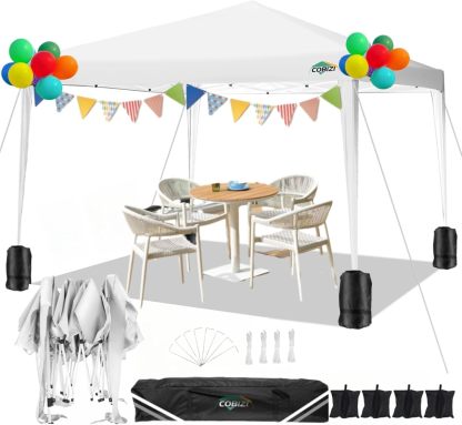 COBIZI - Toldo desplegable de 10 x 10 Pulgadas con Paredes Laterales, Tienda de campaña Resistente con toldo extraíble para Exteriores, Ideal para Bodas, para Todas Las Estaciones, Resistente al