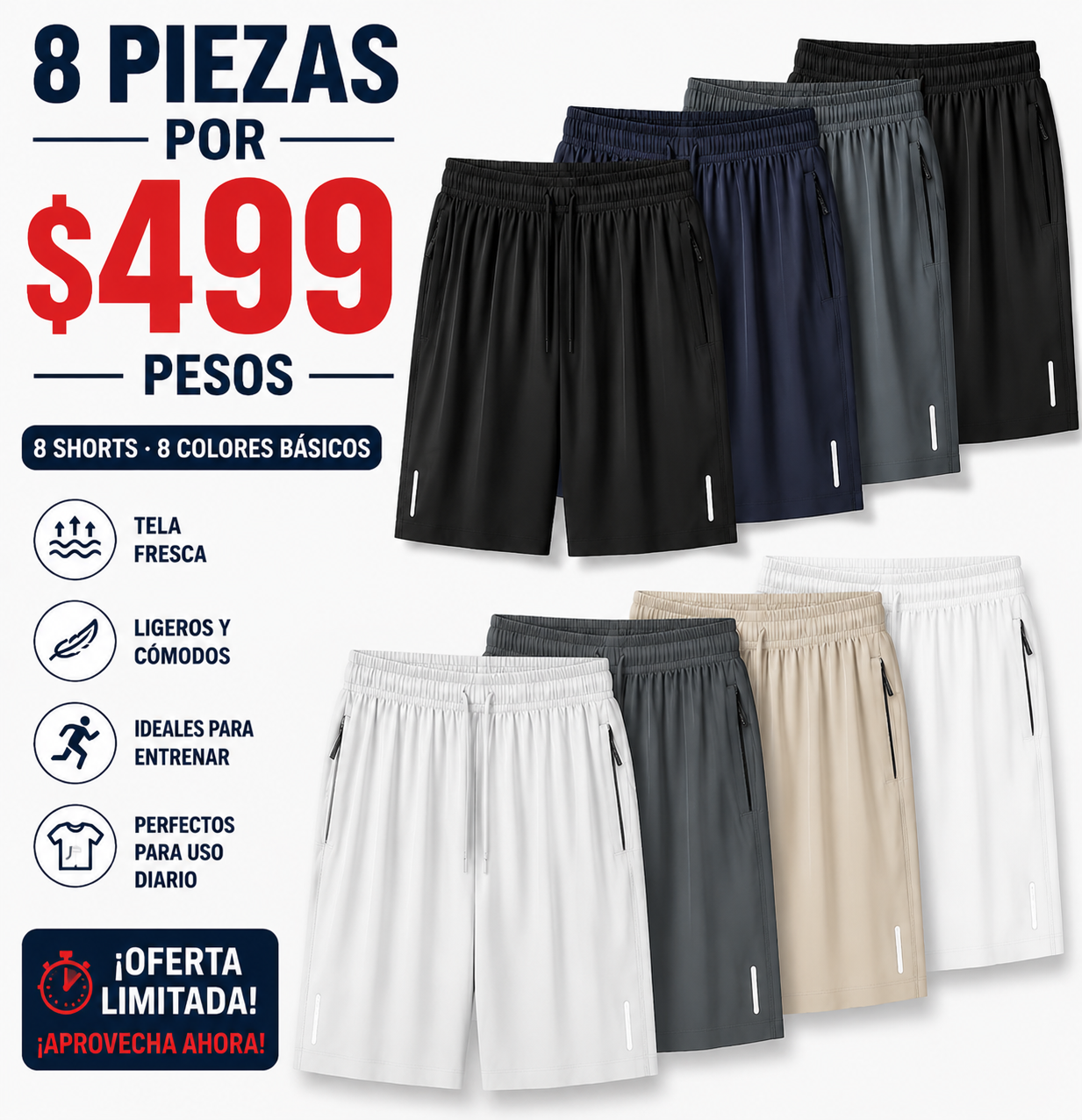 4 piezas Shorts deportivos casuales de verano para hombres, con bolsillos con cremallera - Tela transpirable, diseño atlético con bolsillo resguardado para teléfono y tira reflectante