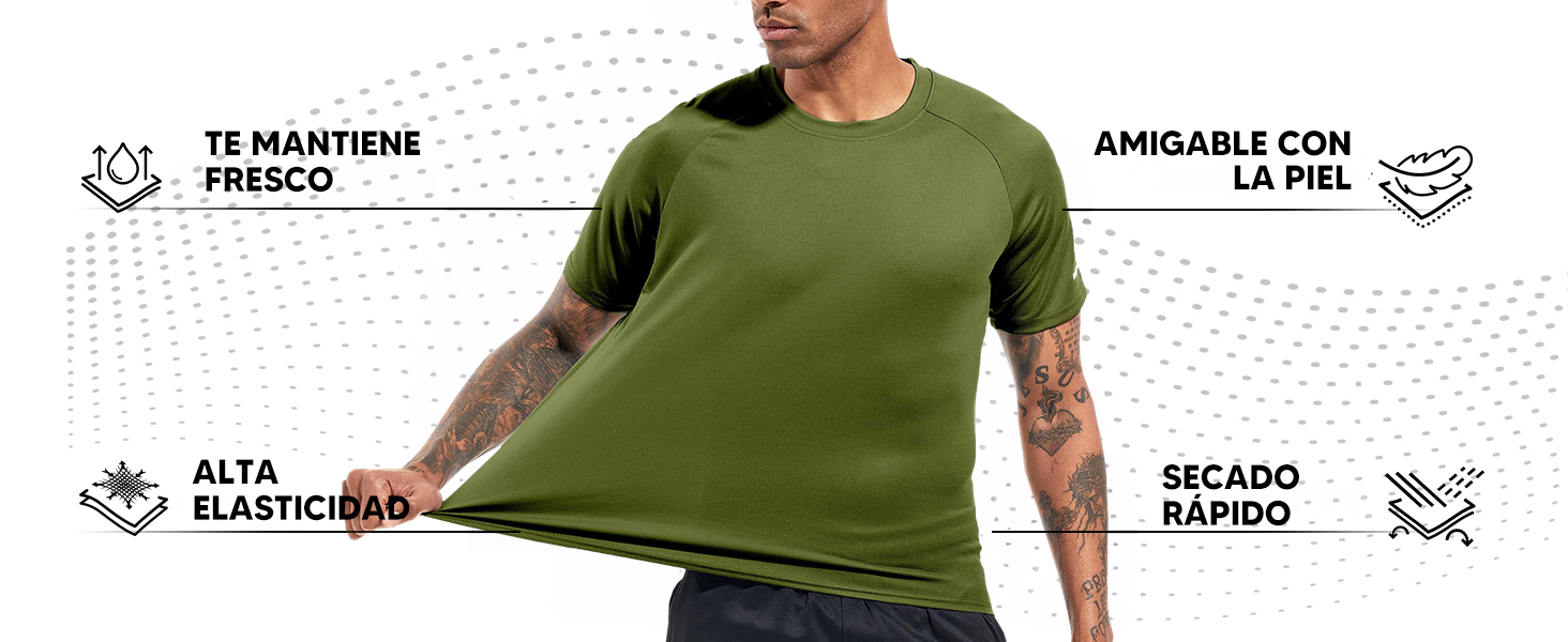 VIOPY Camiseta Deportiva de Manga Corta para Hombre