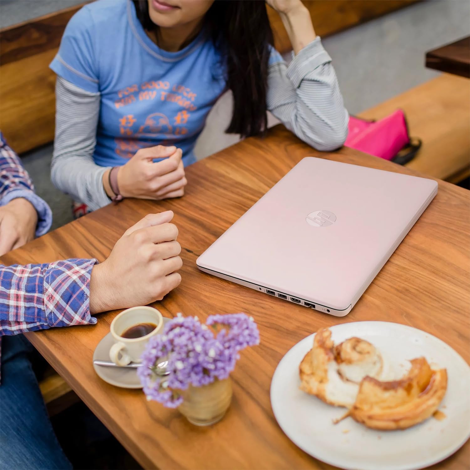 HP - Laptop (incluye 1 año Microsoft 365), pantalla HD de 14 pulgadas, 16 GB de RAM, 64 GB eMMC, Intel Quad-Core N4120, estudiantes y negocios, cámara web, HDMI, Wi-Fi, RJ-45, Windows 11 Home, rosa