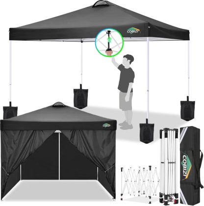 COBIZI - Toldo desplegable de 10 x 10 Pulgadas con Paredes Laterales, Tienda de campaña Resistente con toldo extraíble para Exteriores, Ideal para Bodas, para Todas Las Estaciones, Resistente al