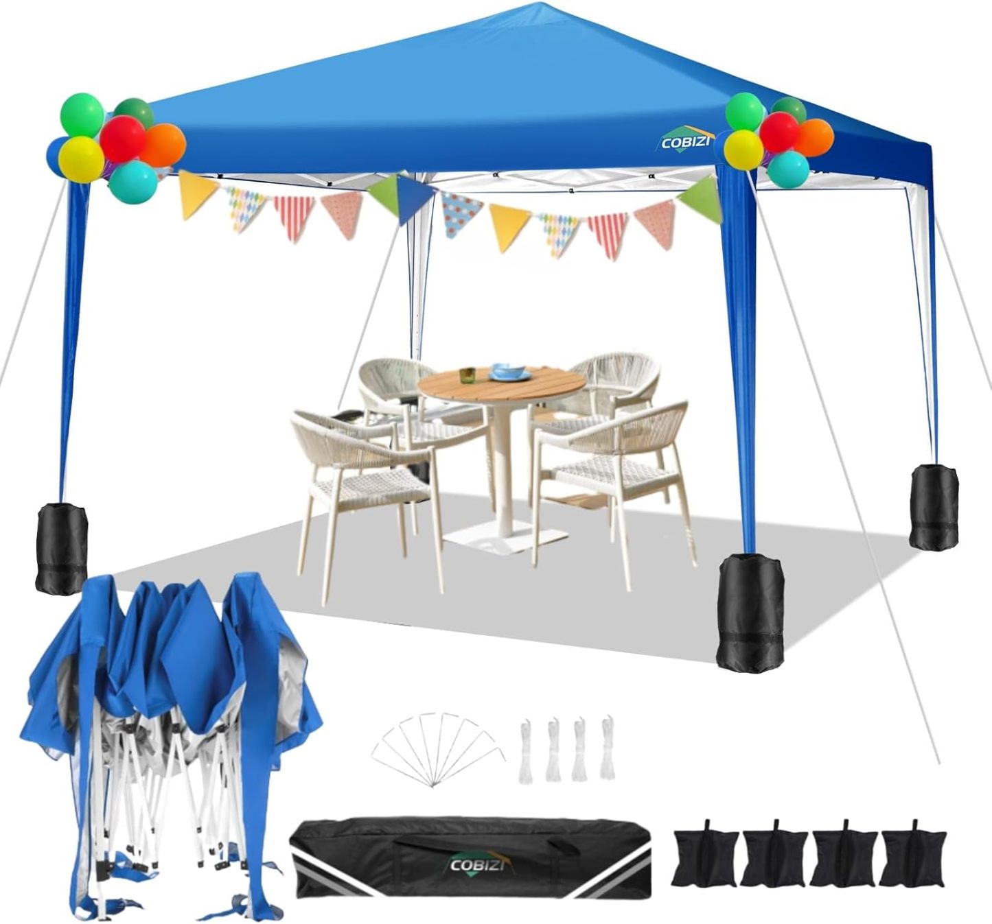 COBIZI - Toldo desplegable de 10 x 10 Pulgadas con Paredes Laterales, Tienda de campaña Resistente con toldo extraíble para Exteriores, Ideal para Bodas, para Todas Las Estaciones, Resistente al