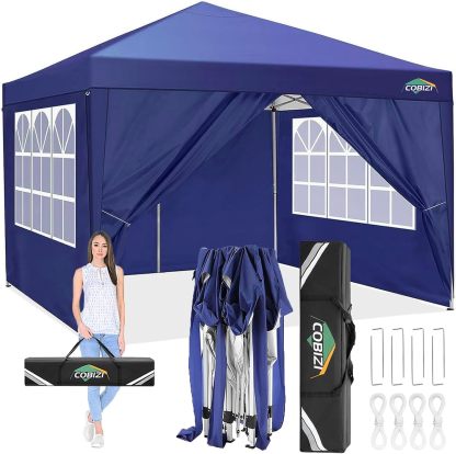 COBIZI - Toldo desplegable de 10 x 10 Pulgadas con Paredes Laterales, Tienda de campaña Resistente con toldo extraíble para Exteriores, Ideal para Bodas, para Todas Las Estaciones, Resistente al