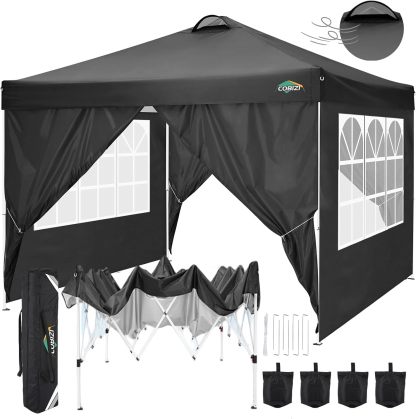 COBIZI - Toldo desplegable de 10 x 10 Pulgadas con Paredes Laterales, Tienda de campaña Resistente con toldo extraíble para Exteriores, Ideal para Bodas, para Todas Las Estaciones, Resistente al