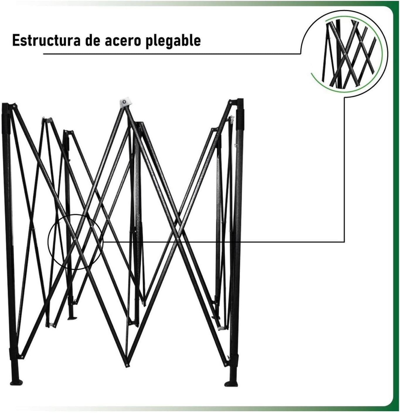 RACK & PACK Carpa 3x3 para Exteriores Lona Jardin Toldo Retractil Estructura de Acero Plegable 3 Ajustes de Altura Impermeabilidad 600D Premium Campismo Facil Armado Fiesta Reunión (Verde)