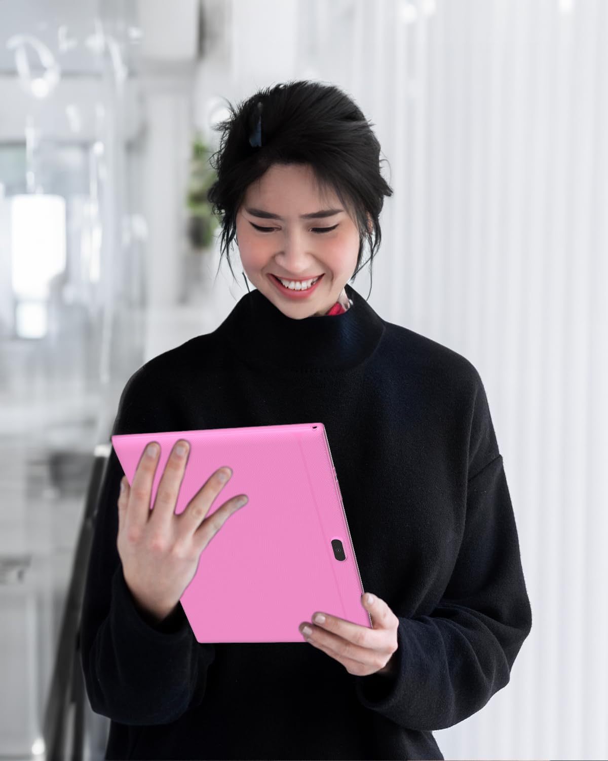 Tablet con teclado 2 en 1, Android 11, 10.1 pulgadas FHD, con teclado/mouse/funda/lápiz capacitivo/película templada, 64 GB+2 GB, Wi-Fi, cámara dual 8 MP, procesador quad core, batería 6,000 mAh, rosa