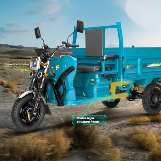 Triciclo eléctrico, triciclo de carga, capacidad de carga 500 kg-750 kg, tamaño: 116*44.1*52.4 pulgadas, para satisfacer una variedad de necesidades de carga.