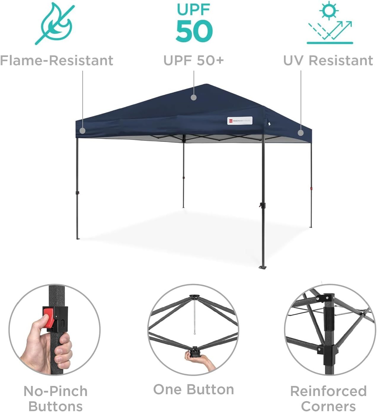 Best Choice Products - Toldo de armado fácil de 1 persona con un botón, tienda portátil e instantánea, funda, 3 x 3 metros, 4 bolsas de peso, color azul