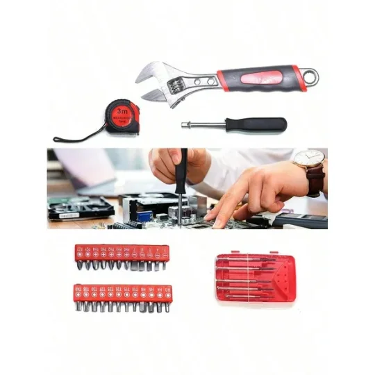 Arcwares 799pcs Aluminum Trolley Case Tool Set Silver, House Repair Kit Set, Household Hand Tool Set, with Tool Belt,Gift on Father's Day (Black)