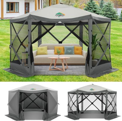 COBIZI - Toldo desplegable de 10 x 10 Pulgadas con Paredes Laterales, Tienda de campaña Resistente con toldo extraíble para Exteriores, Ideal para Bodas, para Todas Las Estaciones, Resistente al