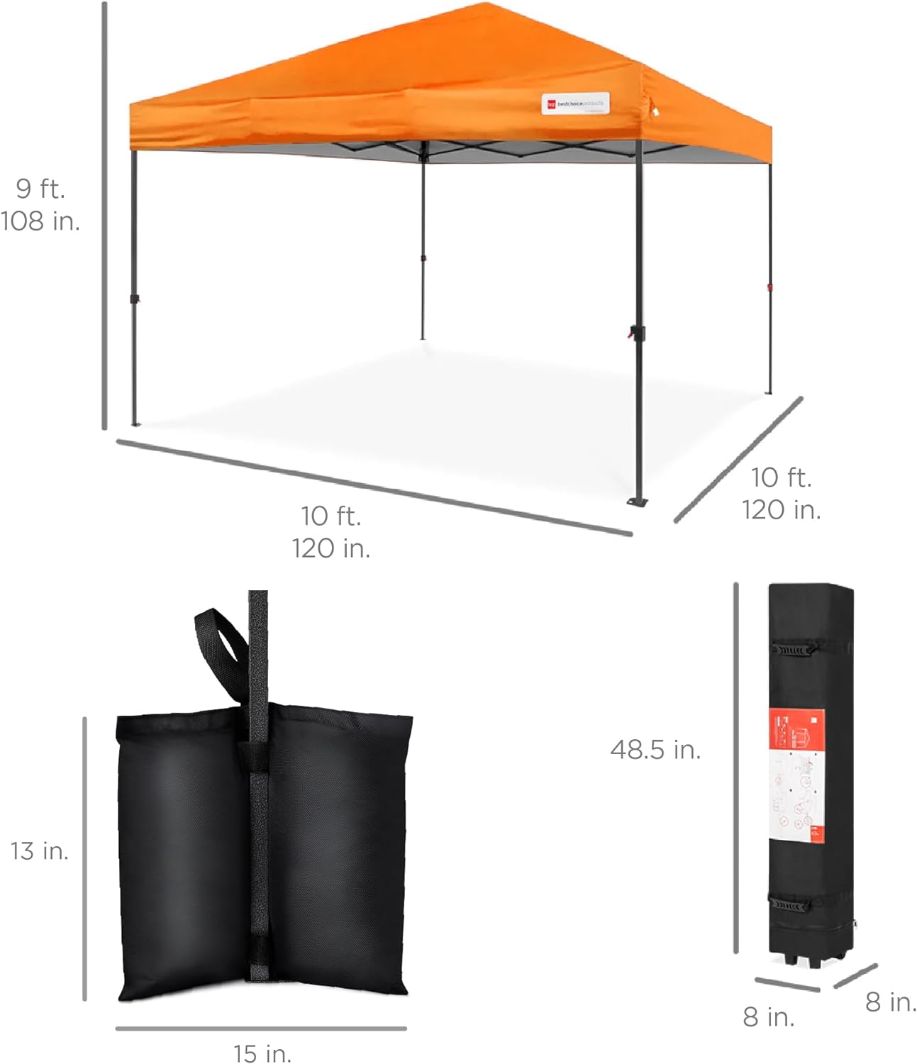 Best Choice Products - Toldo de armado fácil de 1 persona con un botón, tienda portátil e instantánea, funda, 3 x 3 metros, 4 bolsas de peso, color azul