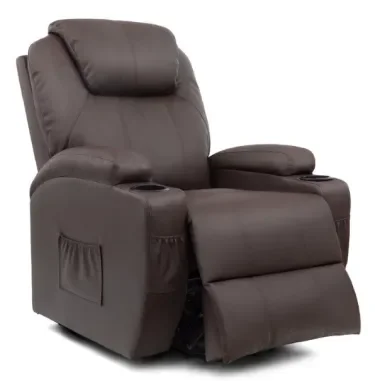 Silla reclinable de piel sintética con función de masaje y calefacción-taza