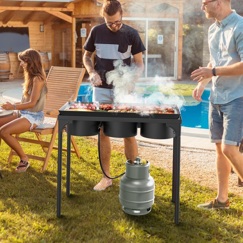 Cocina de gas propano de 1/2/3 quemadores, 75000 BTU/150000 BTU/225000 BTU, quemador de alta presión para exteriores con regulador certificado por CSA, ideal para acampar, preparar cerveza casera, jarabe de arce, cocinar en el patio, freír pavo y conserva