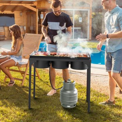 Cocina de gas propano de 1/2/3 quemadores, 75000 BTU/150000 BTU/225000 BTU, quemador de alta presión para exteriores con regulador certificado por CSA, ideal para acampar, preparar cerveza casera, jarabe de arce, cocinar en el patio, freír pavo y conserva