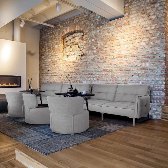 Yaheetech Sofá cama convertible moderno futón sofás, cama plegable y abajo, tela de lino reclinable para sala de estar, color gris-almohada