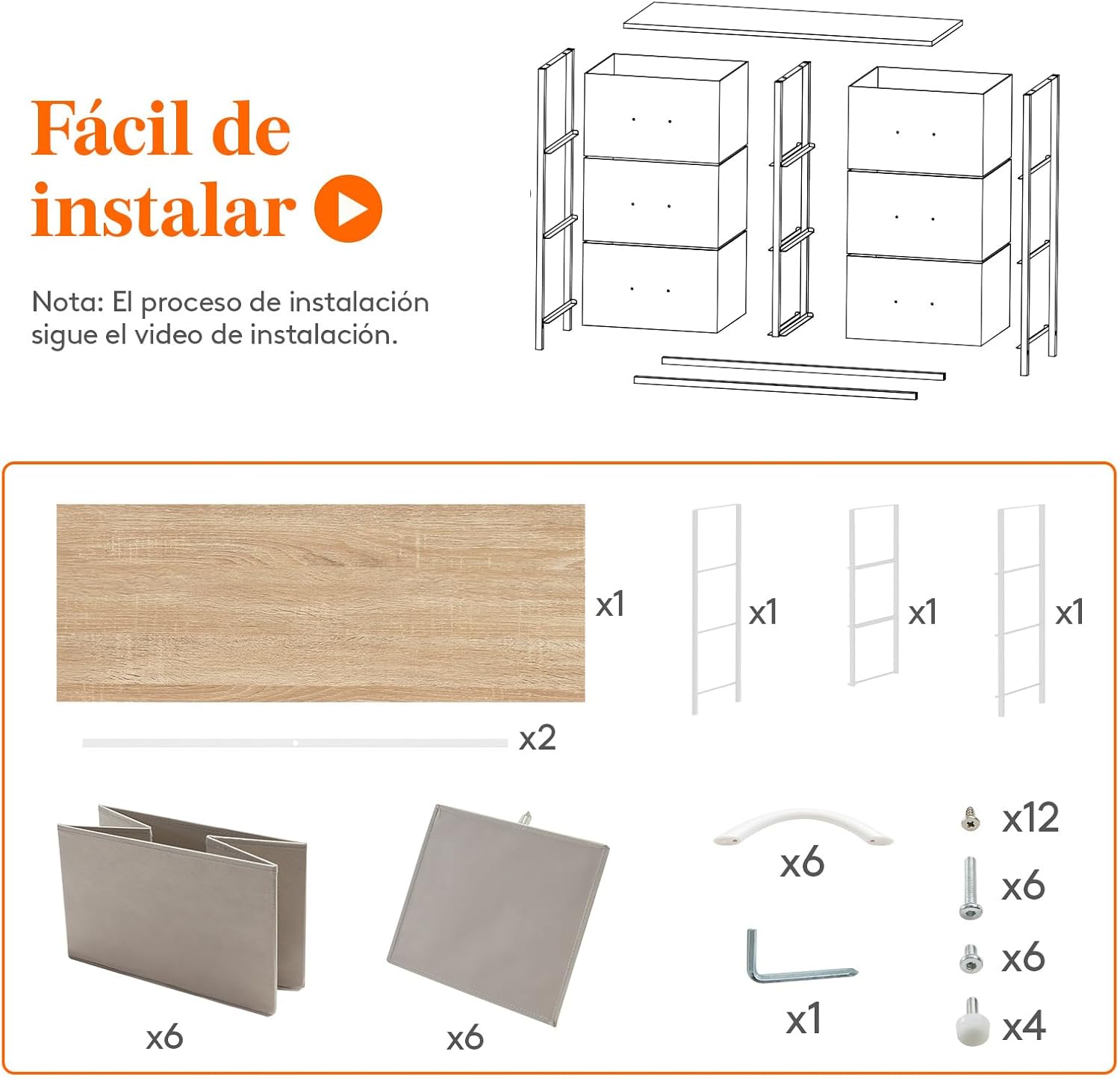 Lifewit Cómoda para Dormitorio, Cómoda de 6 Cajones de Tela, Módulo de Almacenaje para Armario, Salón, Pasillo, Dormitorio, Oficina, Estructura de Acero y Tablero de Madera, Gris Claro