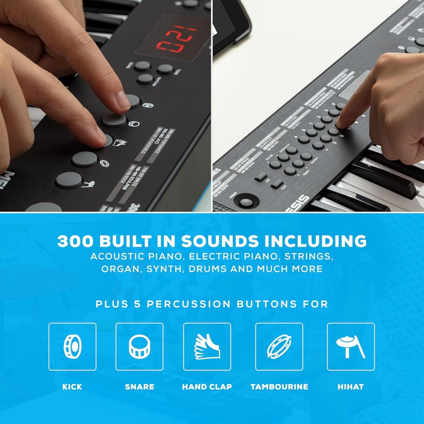 Alesis Melody 61 - Piano eléctrico con 61 teclas, Teclado Musical con altavoces, audífonos, micrófono, soporte para piano, atril y taburete