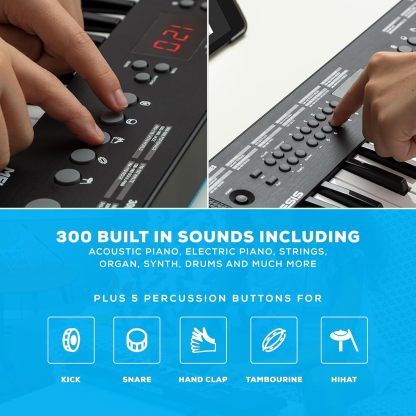 Alesis Melody 61 - Piano eléctrico con 61 teclas, Teclado Musical con altavoces, audífonos, micrófono, soporte para piano, atril y taburete