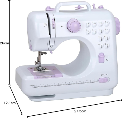 505A Máquina de Coser Eléctrica - 12 Tipos de Puntadas, Doble Hilo, Bobinado Automático, Costura Cilíndrica, Costura de Botones, Adecuado para Principiantes