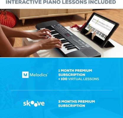 Alesis Melody 61 - Piano eléctrico con 61 teclas, Teclado Musical con altavoces, audífonos, micrófono, soporte para piano, atril y taburete