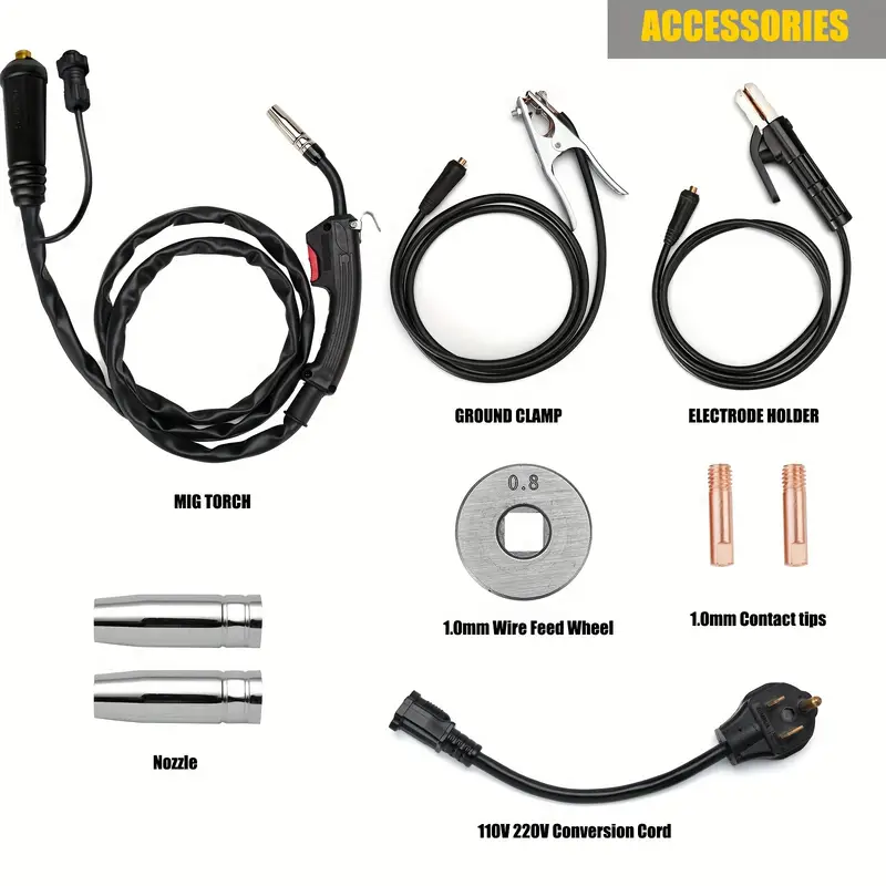Soldadora MIG de Doble Voltaje 140A - Máquina de Soldadura 2 en 1 Stick/Flux Core con Tecnología de Inversor IGBT, 110V/220V, Enchufe de EEUU, Alambre con Núcleo de Fundente Incluido para una Experiencia de Soldadura Versátil