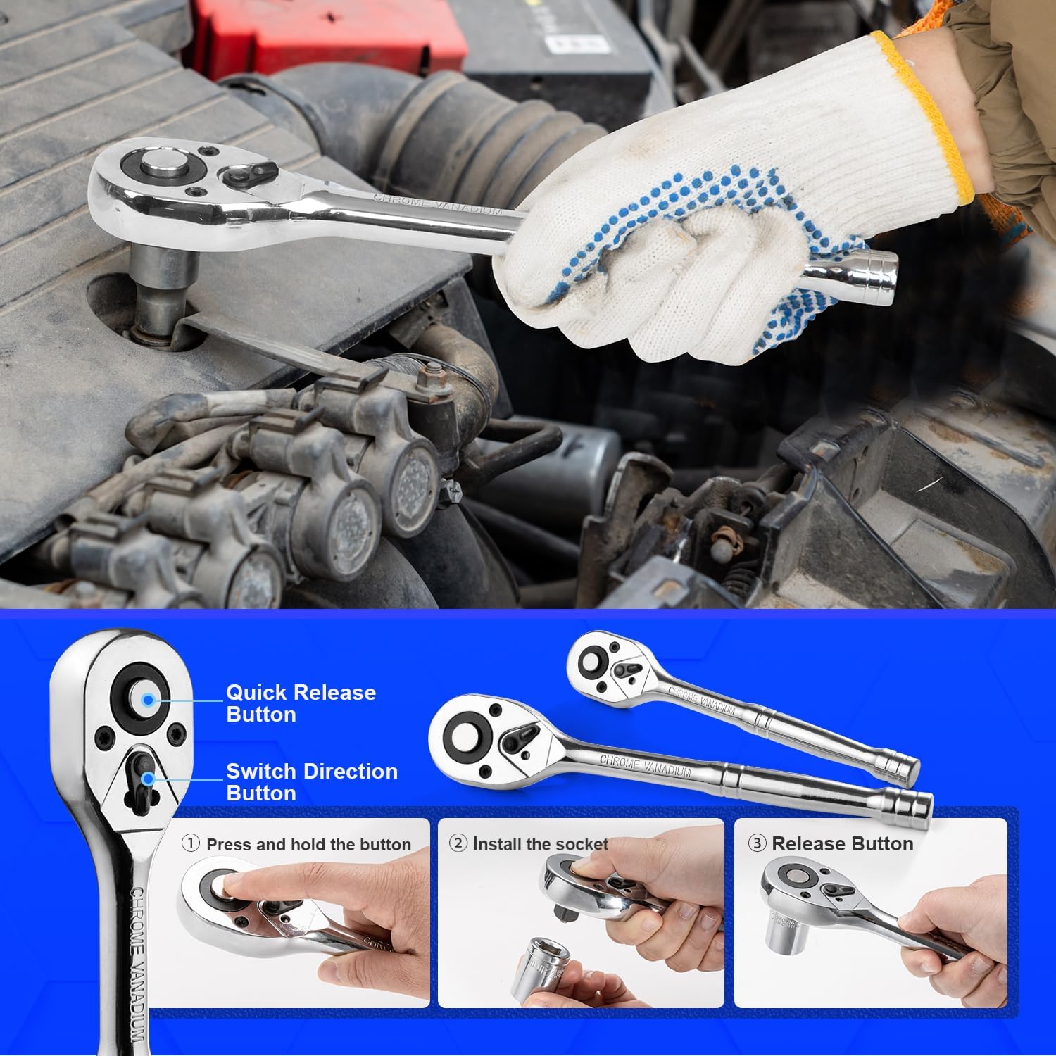 Prostormer - Juego de herramientas mecánicas, 240 piezas, kit universal de herramientas de reparación de automóviles para el hogar con caja de herramientas de aluminio resistente