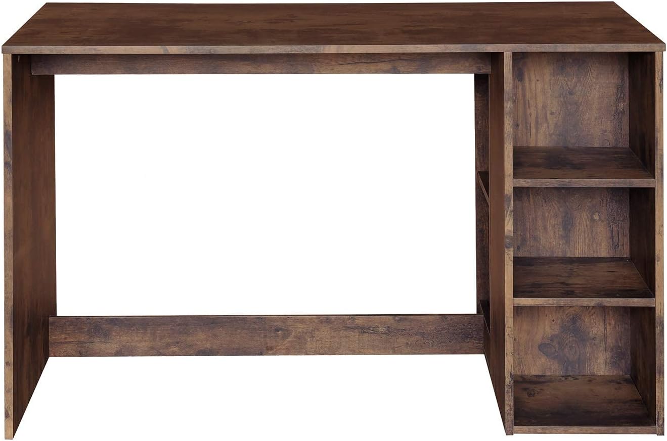 FurnitureR Escritorio para Computadora de Oficina con Almacenamiento Escritorio de Trabajo y Estudio con 5 Estantes Mesa Portátil para Estudiantes Escritorio de Escritura Moderno Haya y Blanco-Bolígrafo de carbono metálico, bolígrafo de firma negro.