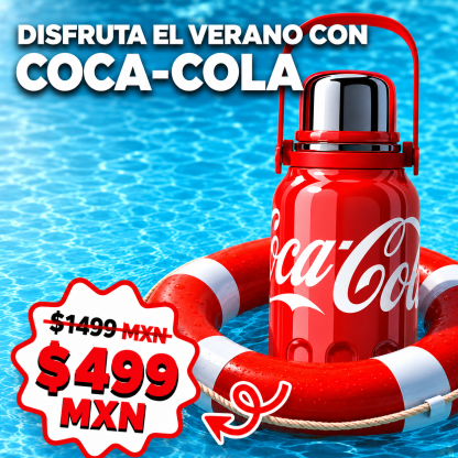 Coca-Cola Termo para Camping, Botella Térmica Portátil de 40oz con Correa y Asa, Termo Aislante de Viaje de Acero Inoxidable 316, Botella para Agua Mantiene el Frío hasta 72 Horas o el Calor hasta 48 Horas, 100% A Prueba de